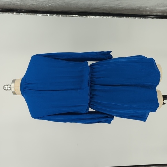 Babaton 3/4 Sleeves Silk Blouson Shirtdress Blue M Business casual preppy classi - Picture 2 of 8